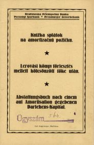 Bratislavská priemyselná banka, Bratislava - vkladná knižka, 1929